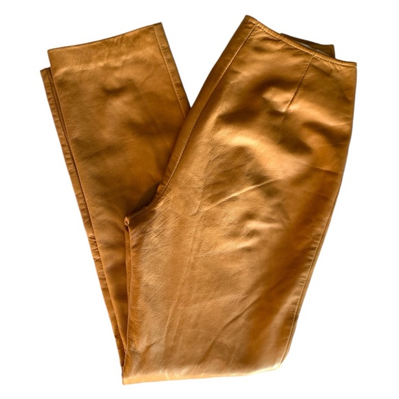 DANIER Caramel Brown Lamb Leather Pants - Picture 12 of 14